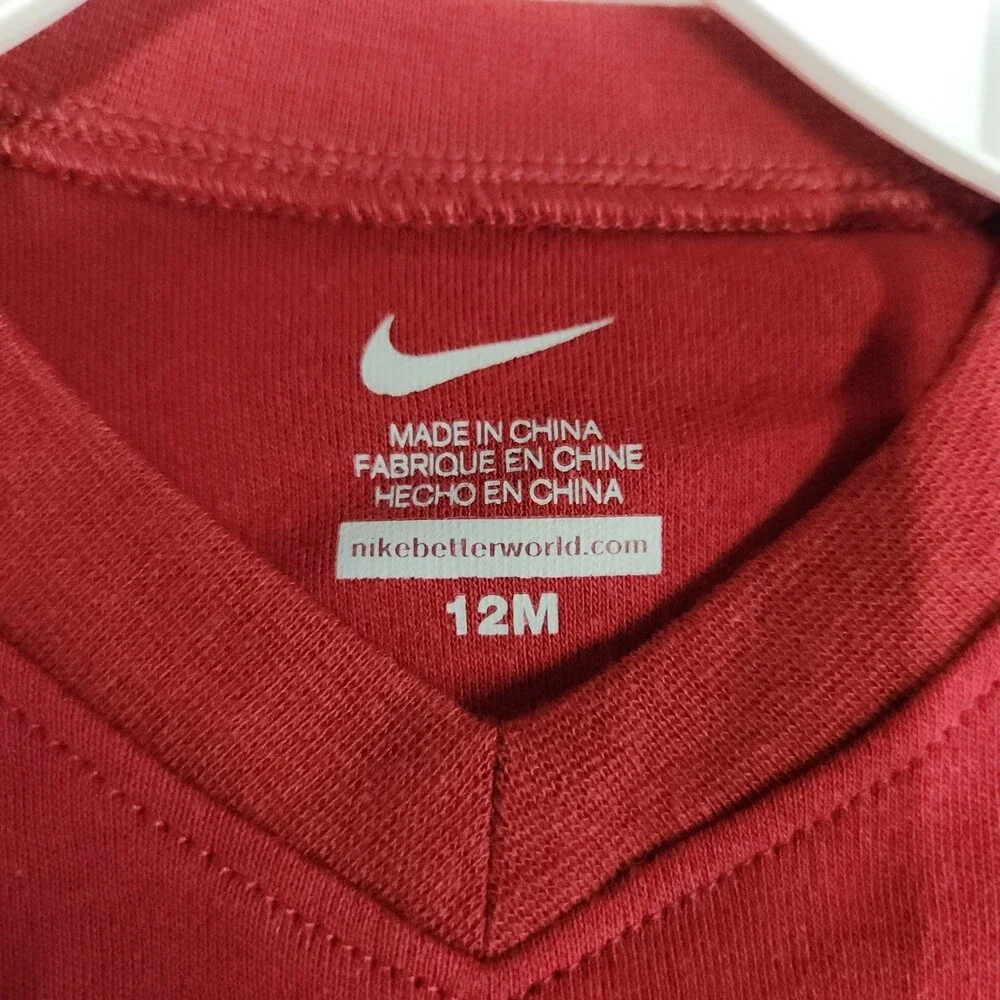 Nike Oklahoma Sooners Baby Bodysuit 12M Red White Long Sleeve NCAA 100% Cotton